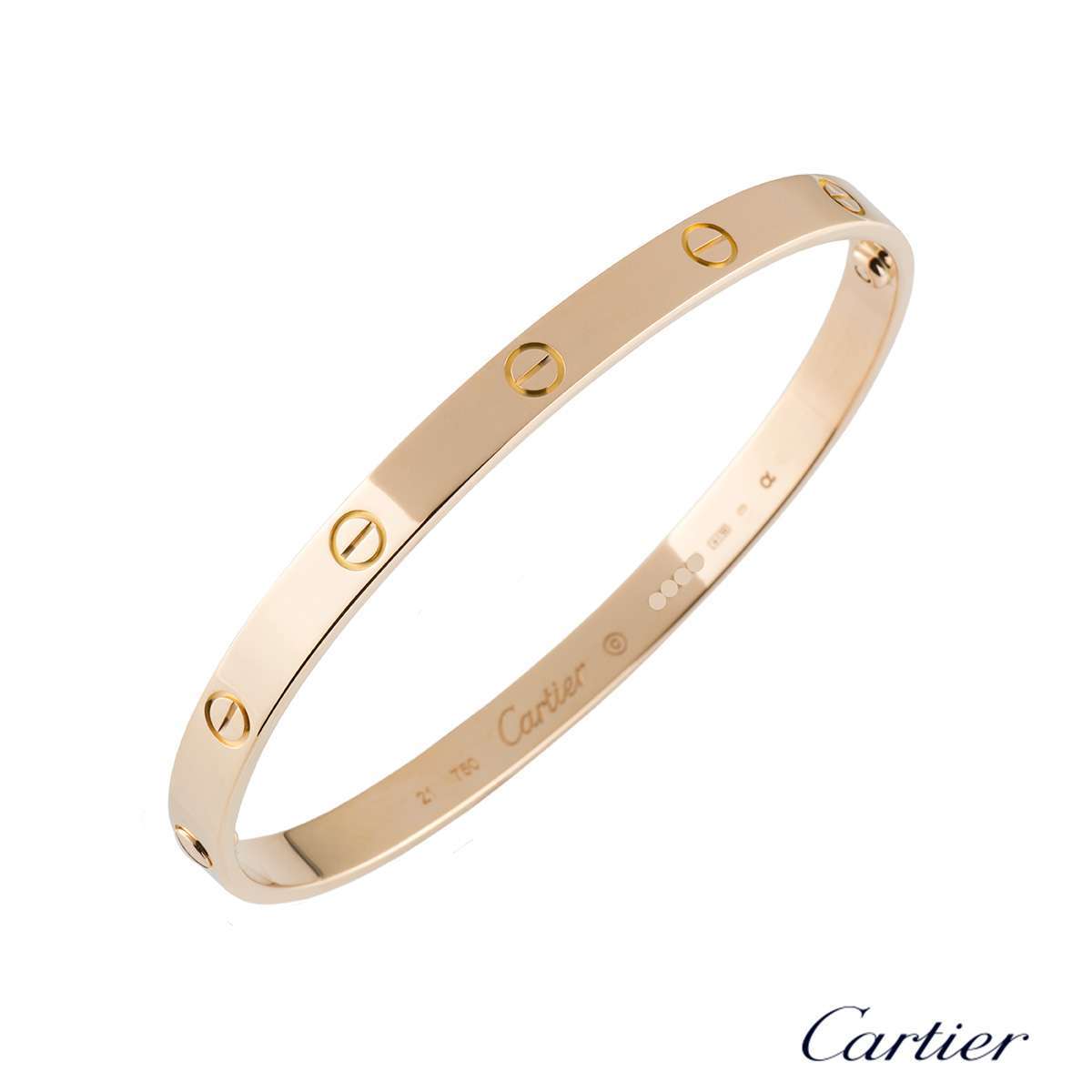 Cartier Rose Gold Plain Love Bracelet Size 21 B6035621 | Rich Diamonds